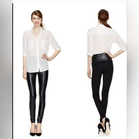 Wilfred Pants - ARITZIA Wilfred Daria 50/50 Vegan Leather High Waist Stretch Cotton Pant Legging